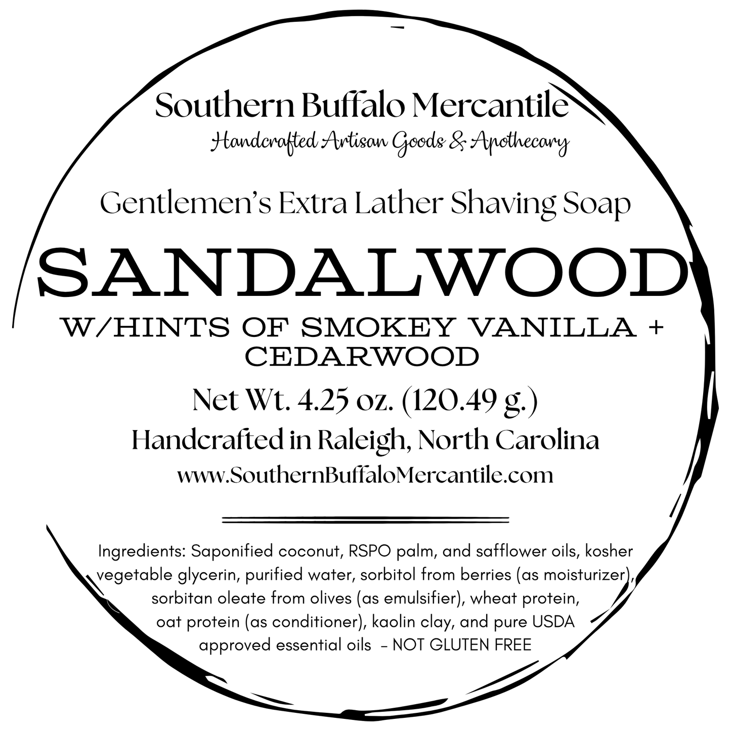Sandalwood w/ Smokey Vanilla I Gentlemen's Extra Lather Shaving Soap