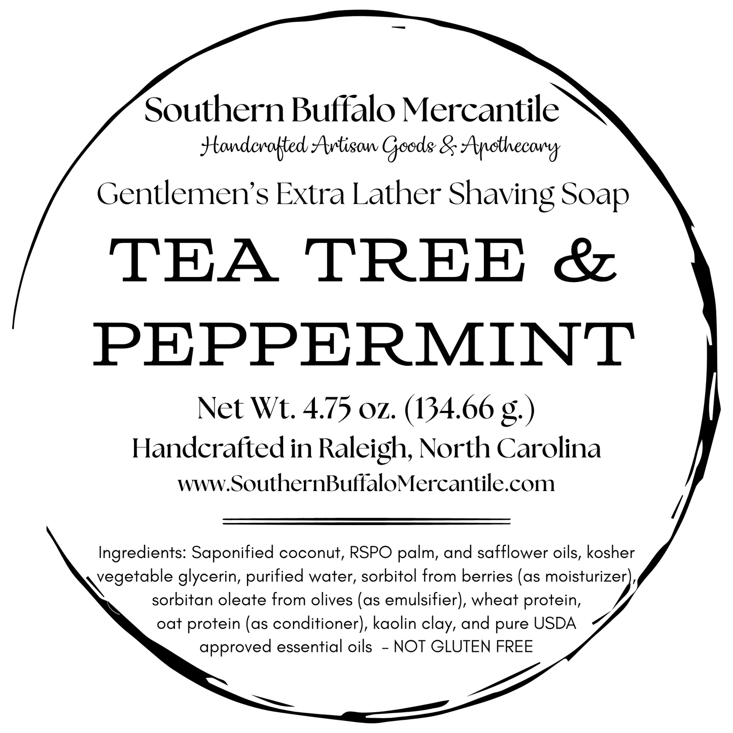 Tea Tree & Peppermint  I  Gentlemen's Extra Lather Shave Soap